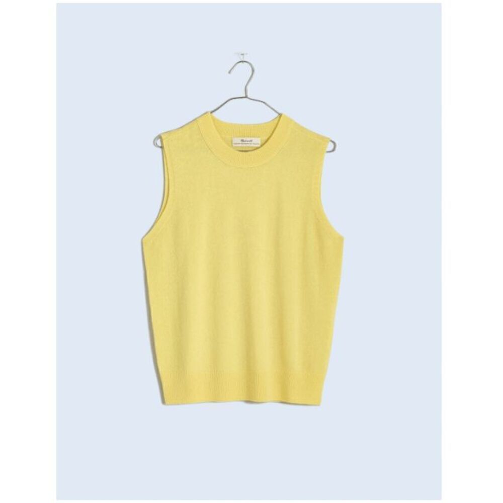 Madewell yellow (Re)sponsible Cashmere Crewneck Sweater Vest NWOT size large